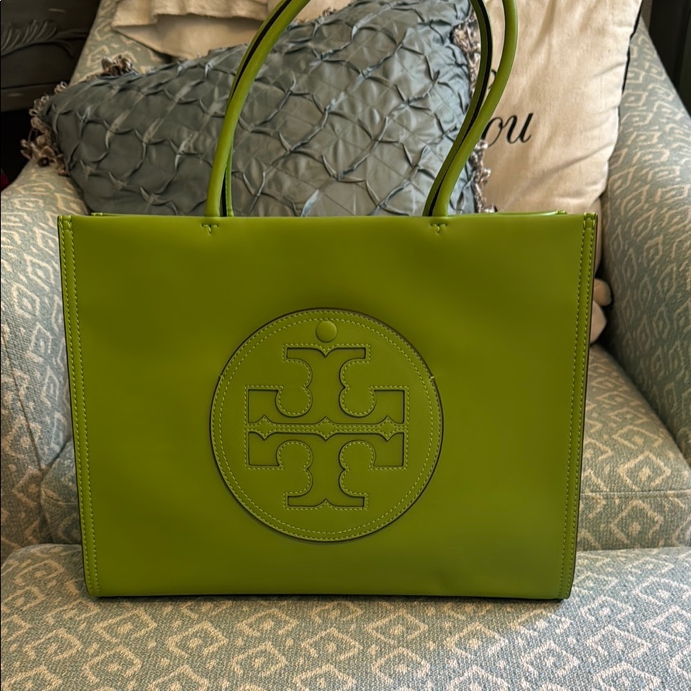 Tory Burch Green Tote Bag with Structured Design